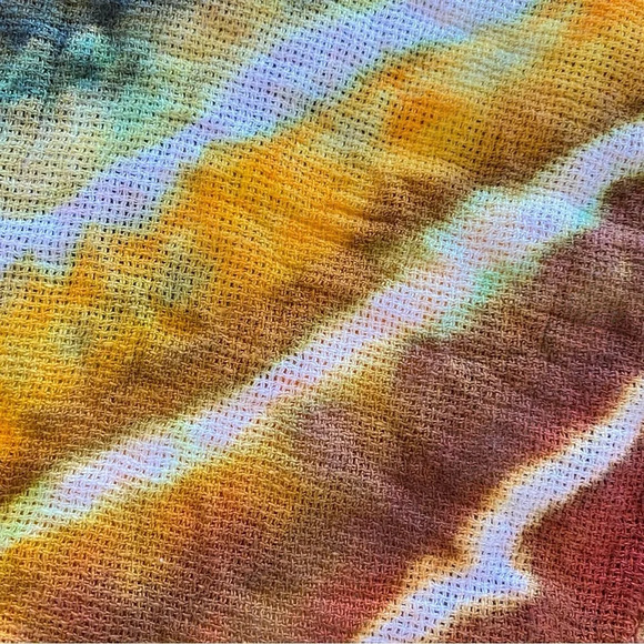 Handmade Tie Dye Dress Womens Size Small Tunic Swim Cover Up Linen Geode Green - Picture 6 of 12